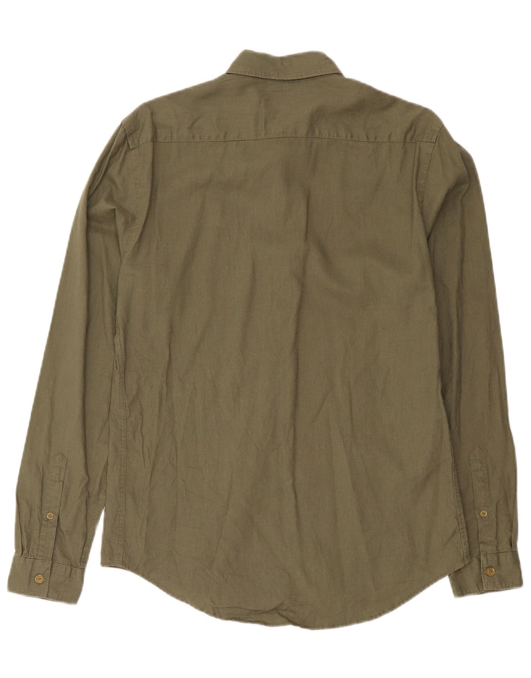 Zara Herre Slim Fit Pullover Shirt Medium Khaki Linen