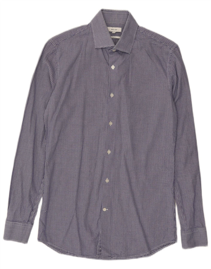 Reiss Slim Fit skjorte til mænd XS Blå Houndstooth Bomuld