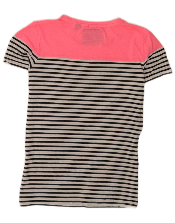 Superdry Kortærmet Regular T-Shirt Top UK 10 Små hvide striber