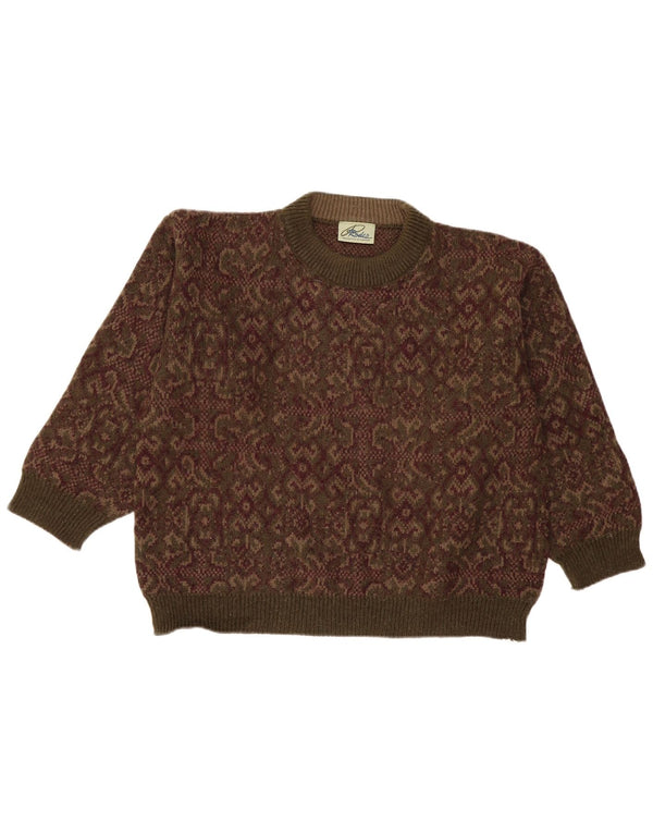 Rodes Dame Crew Neck Jumper Sweater UK 16 Large Khaki Paisley