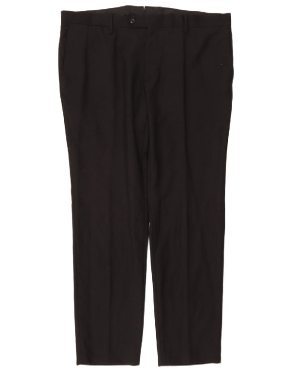 Trussardi Mens Straight Suit Trousers IT 56 3XL W46 L31 Black Polyester