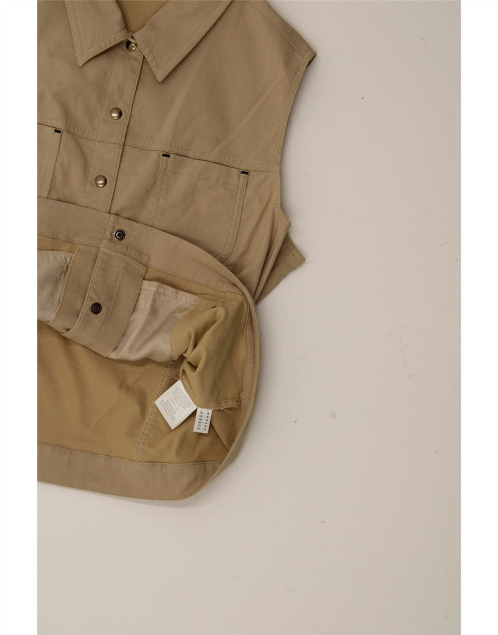 YESSICA Womens Sleeveless Shirt IT 46 Large Beige Cotton Vintage Yessica and Second-Hand Yessica from Messina Hembry 