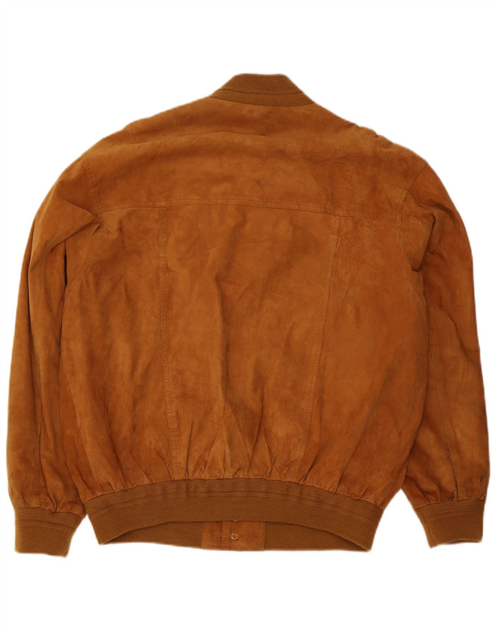 Prince Herre Ruskind Bomber Jacket UK 40 Large Beige Læder