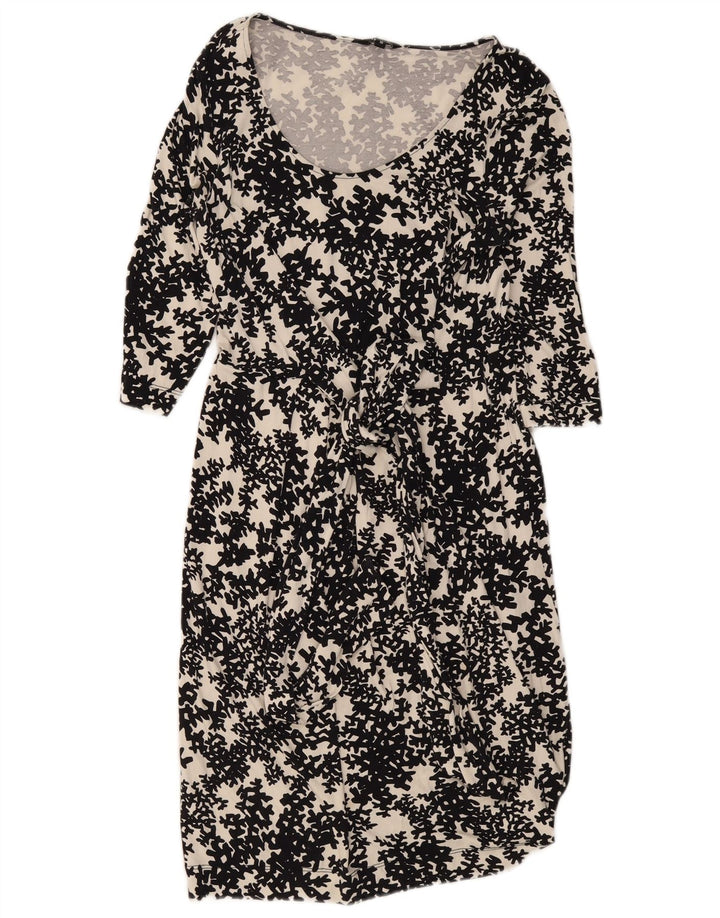 Hobbs 3/4 ærmer basiskjole til kvinder UK 10 Small Black Floral Viscose