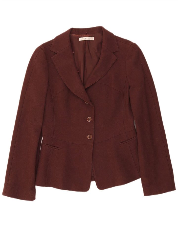 JESIRE Womens 3 Button Blazer Jacket UK 10 Small Brown Wool