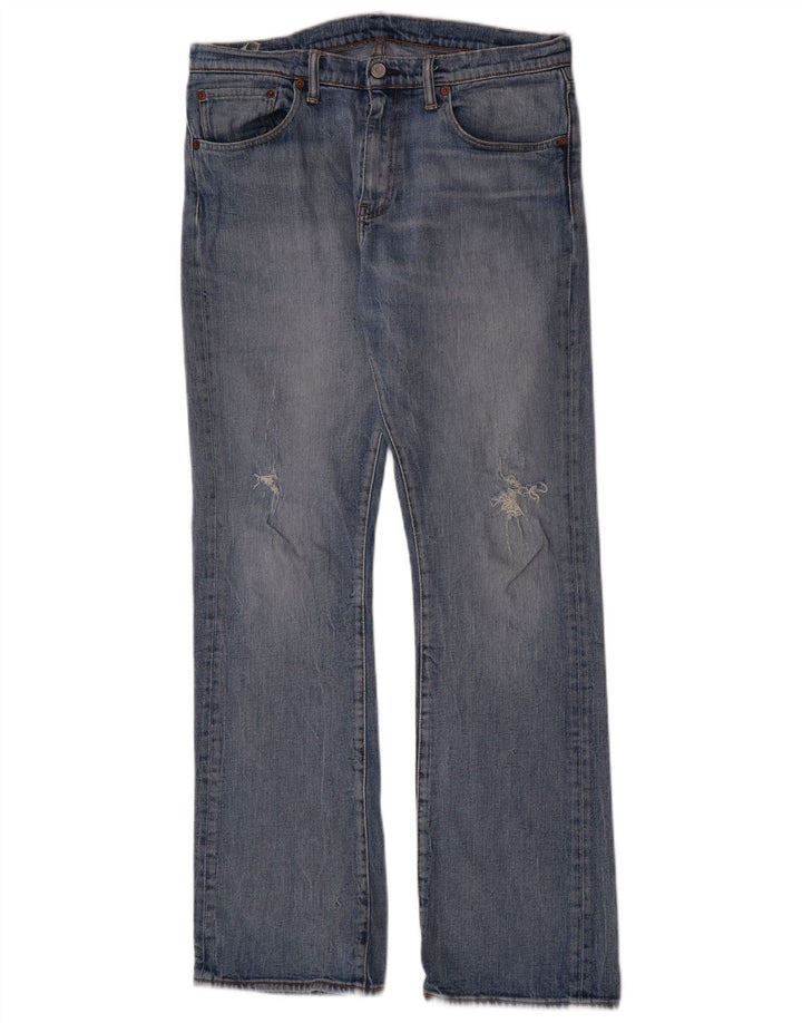 Levi's Herre 527 Distressed Bootcut Jeans W34 L32 Blå bomuld