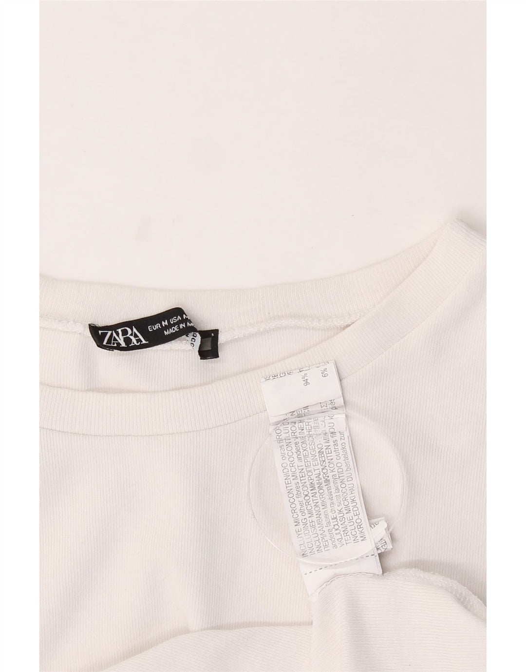 ZARA Womens Crop T-Shirt Top UK 12 Medium White Cotton Vintage Zara and Second-Hand Zara from Messina Hembry 