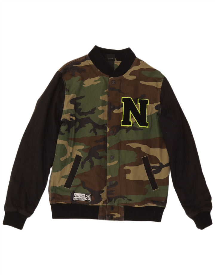 New Era Herre Grafisk Varsity Jacket UK 36 Small Khaki Camouflage Cotton
