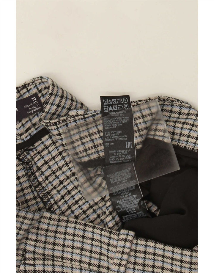 Marks & Spencer Dame Cropped Trousers UK 10 Small W30 L24 Grå ternet