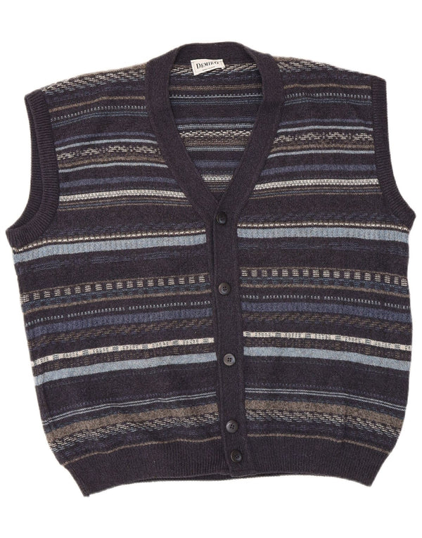 Demiro Herre ærmeløs cardigan sweater IT 54 XL Marineblå Stribet