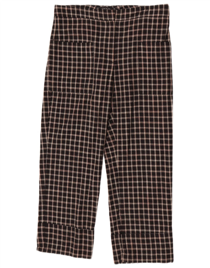 Zara Womens Cropped Trousers Medium W28 L23 Sort ternet bomuld