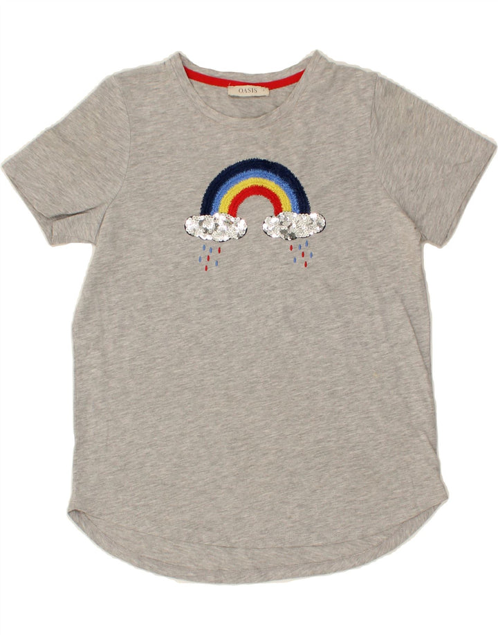 OASIS Womens Rainbow Oversized Graphic T-Shirt Top UK 10 Small Grey Vintage Oasis and Second-Hand Oasis from Messina Hembry 
