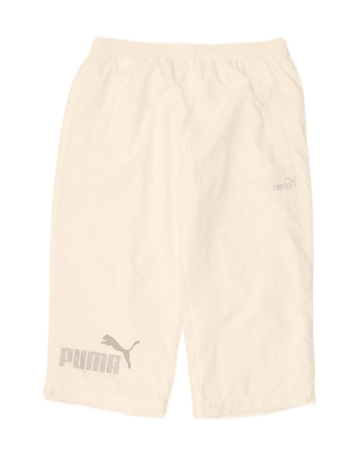 PUMA Mens Graphic Capri Tracksuit Trousers Medium  White Vintage Puma and Second-Hand Puma from Messina Hembry 