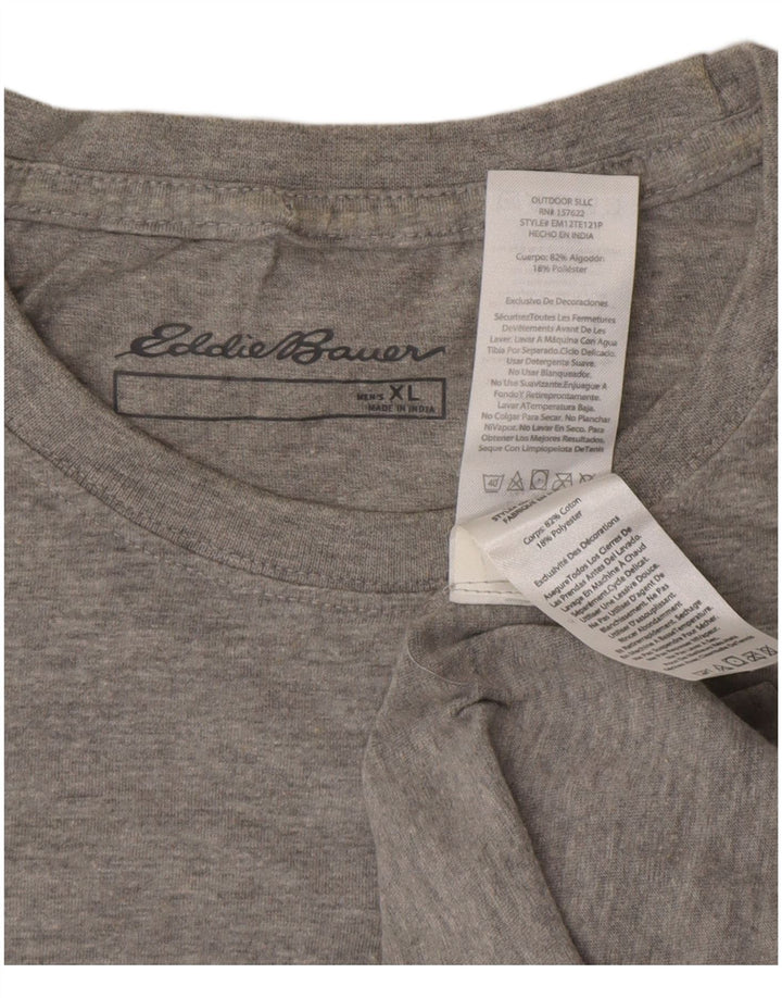 EDDIE BAUER Herre grafisk T-shirt Top XL Grå Bomuld