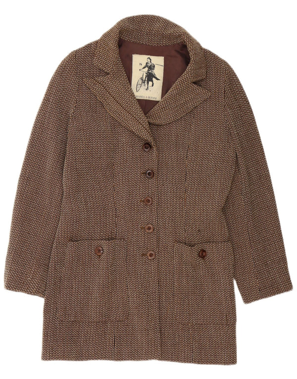 Mariella Burani Dame Longline 5 Button Blazer Jacket UK 16 Large Brown