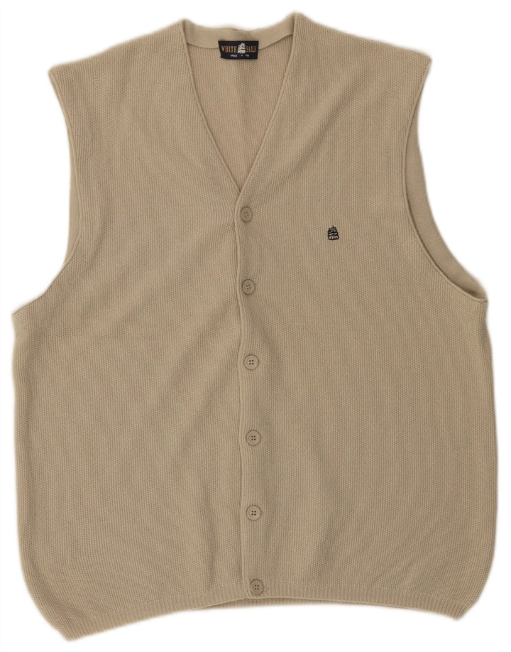 Hvide Sejl Herre Ærmeløs Cardigan Sweater Medium Beige Uld