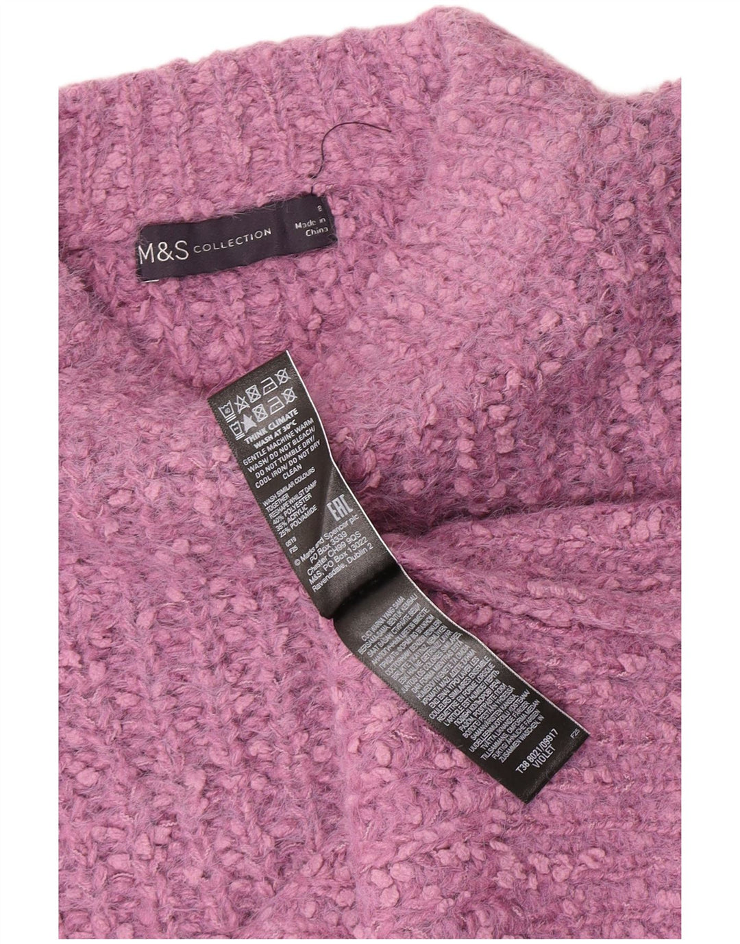 Marks & Spencer Dame Boat Neck Jumper Sweater UK 8 Small Purple Polyester