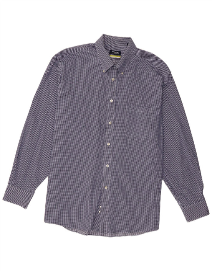 Chaps Herre Regular Fit Skjorte Størrelse 18 2XL Blå Gingham Bomuld