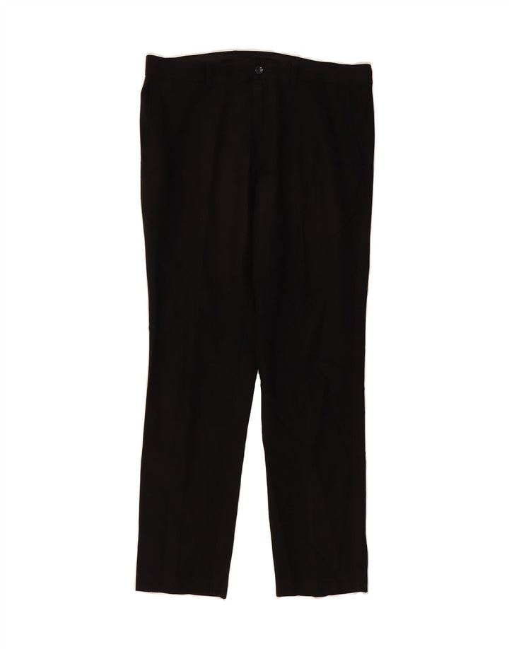 MARKS & SPENCER Mens Slim Casual Trousers W34 L31 Black Polyester Vintage Marks & Spencer and Second-Hand Marks & Spencer from Messina Hembry 