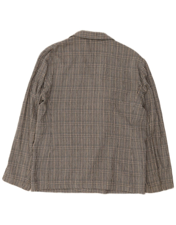 Zara Herre Double Breasted Blazer Jacket UK 40 Large Grey Plaid