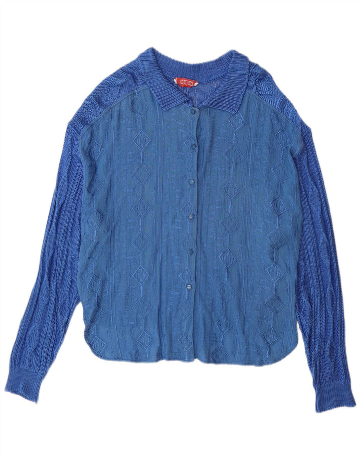 Vintage dame cardigan sweater IT 44 Medium Blue Geometric Viscose