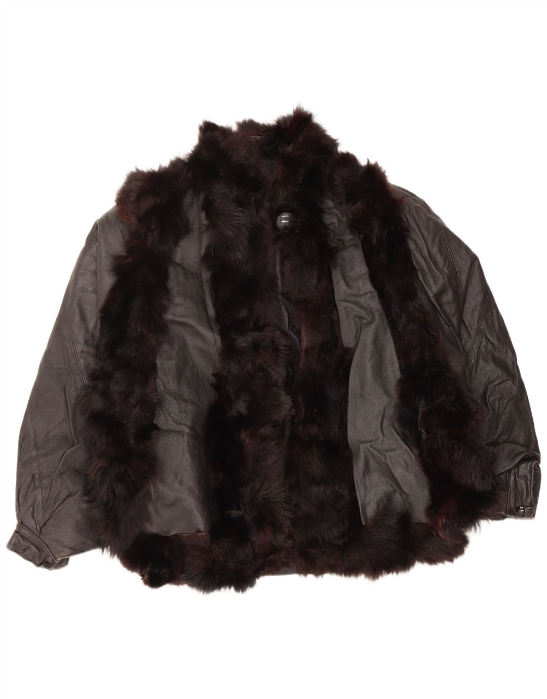 Vintage damepels læderjakke UK 14 Medium Sort