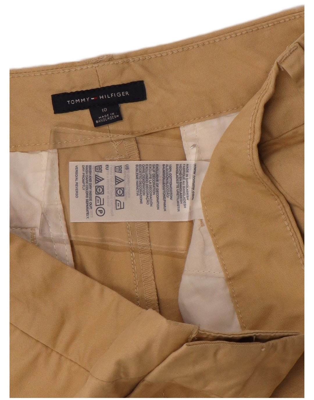 TOMMY HILFIGER Chino Shorts til kvinder US 10 Large W34 Beige Bomuld