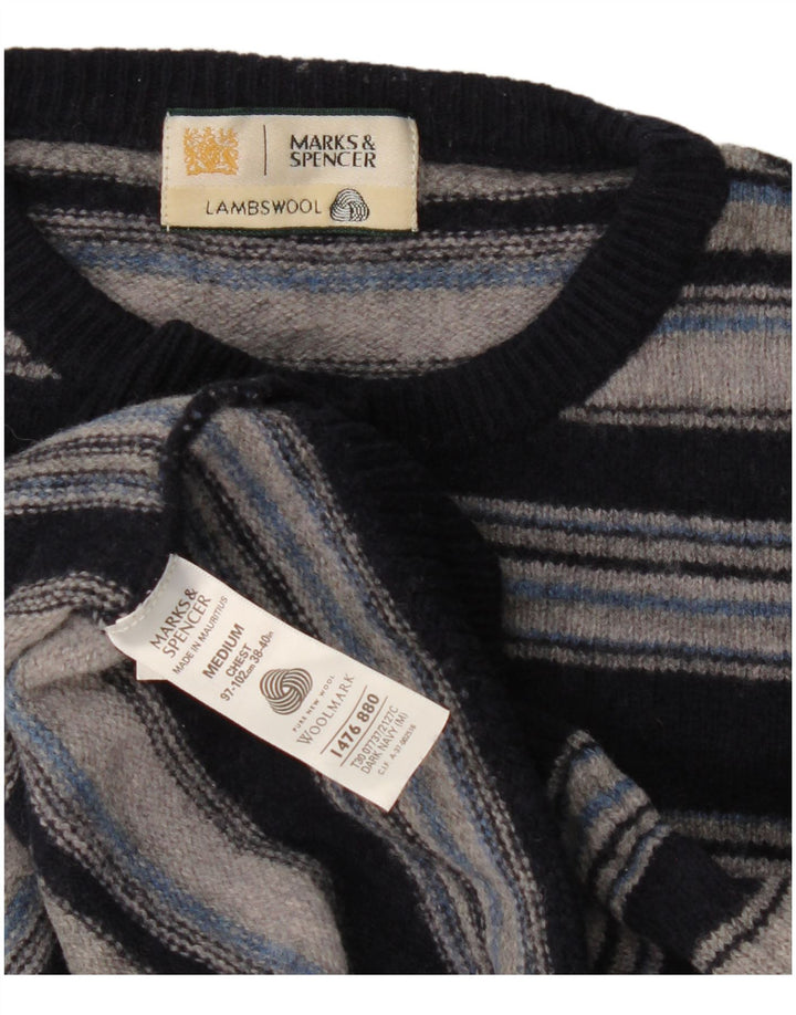 Marks & Spencer Herre sweater med rund hals, medium marineblå stribet