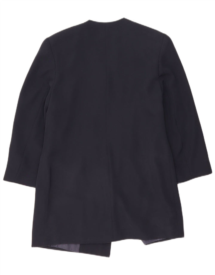 Lybido Dame Dobbeltradet Frakke IT 44 Medium Navy Blue Floral Polyester