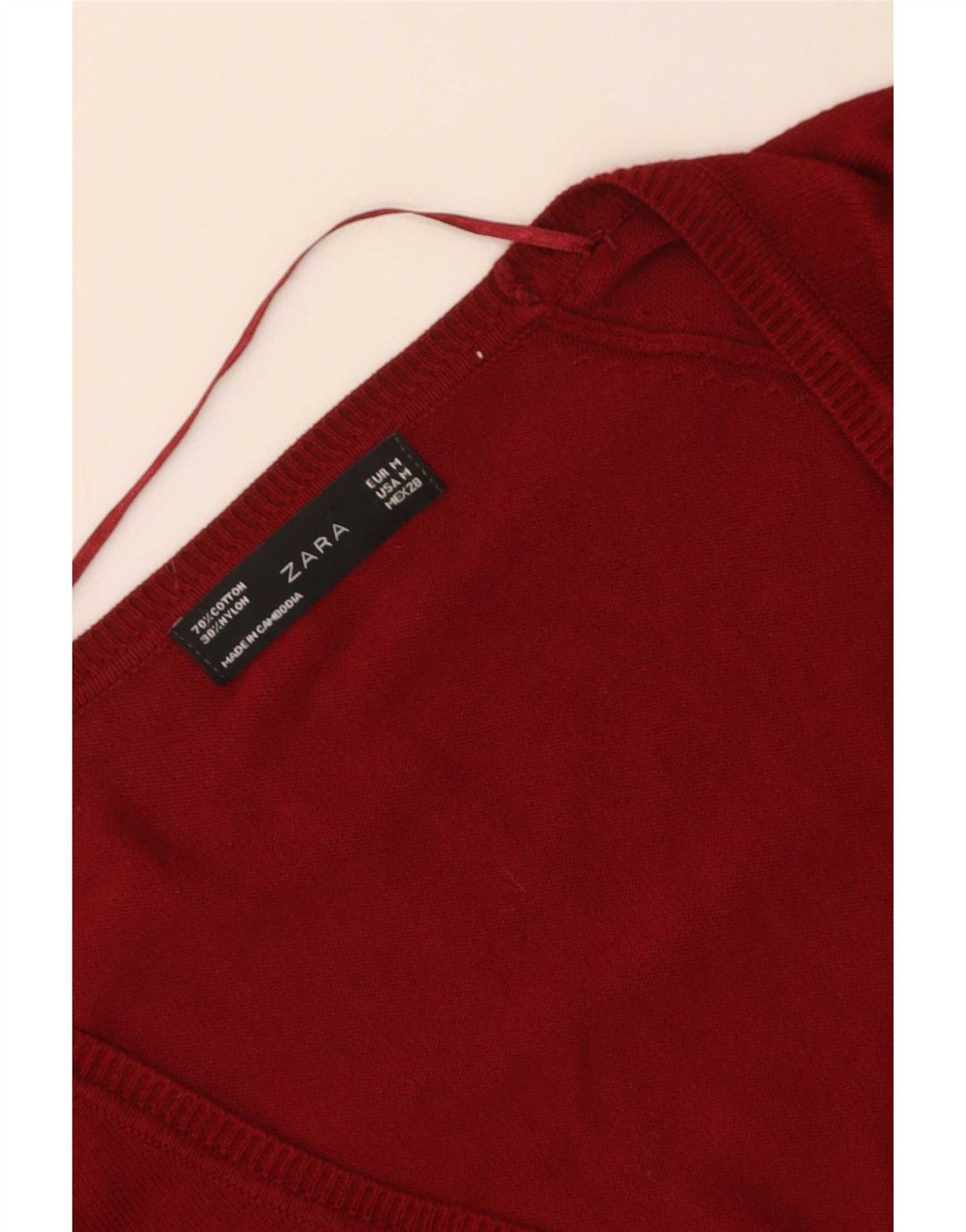 Zara Dame Cardigan Sweater UK 12 Medium Rød Bomuld