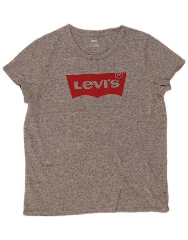 Levi's Dame Grafisk T-Shirt Top UK 12 Medium Grå