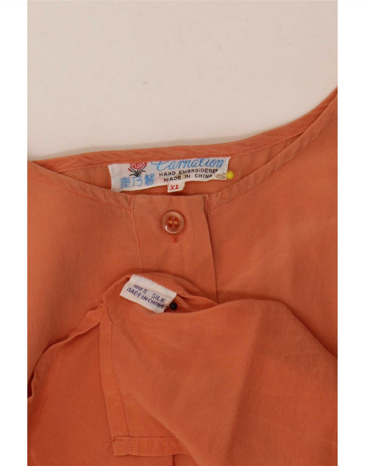 Vintage damebluse top UK 18 XL Orange Silke