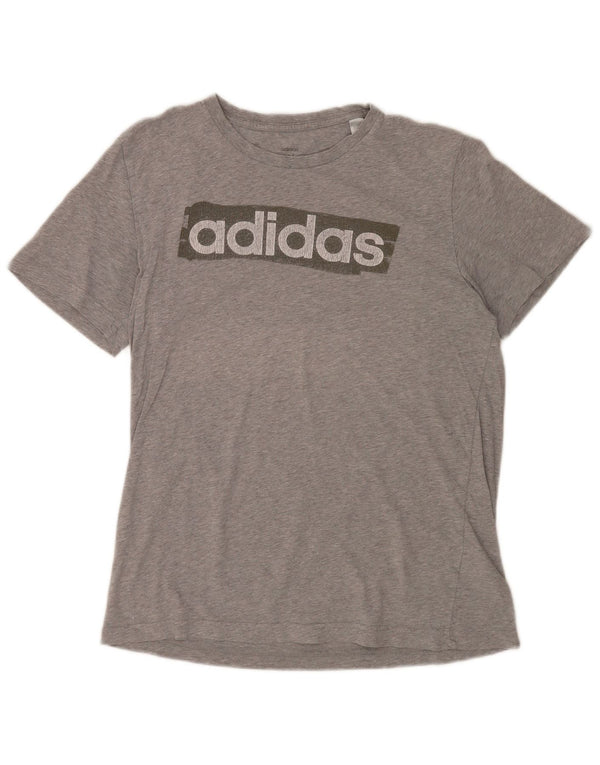 Adidas Mens Graphic T-Shirt Top Medium Grey Cotton