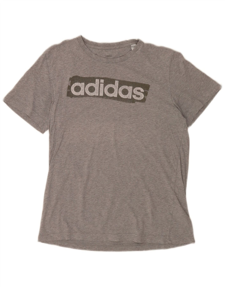 Adidas Herre grafisk T-shirt top mellemgrå bomuld