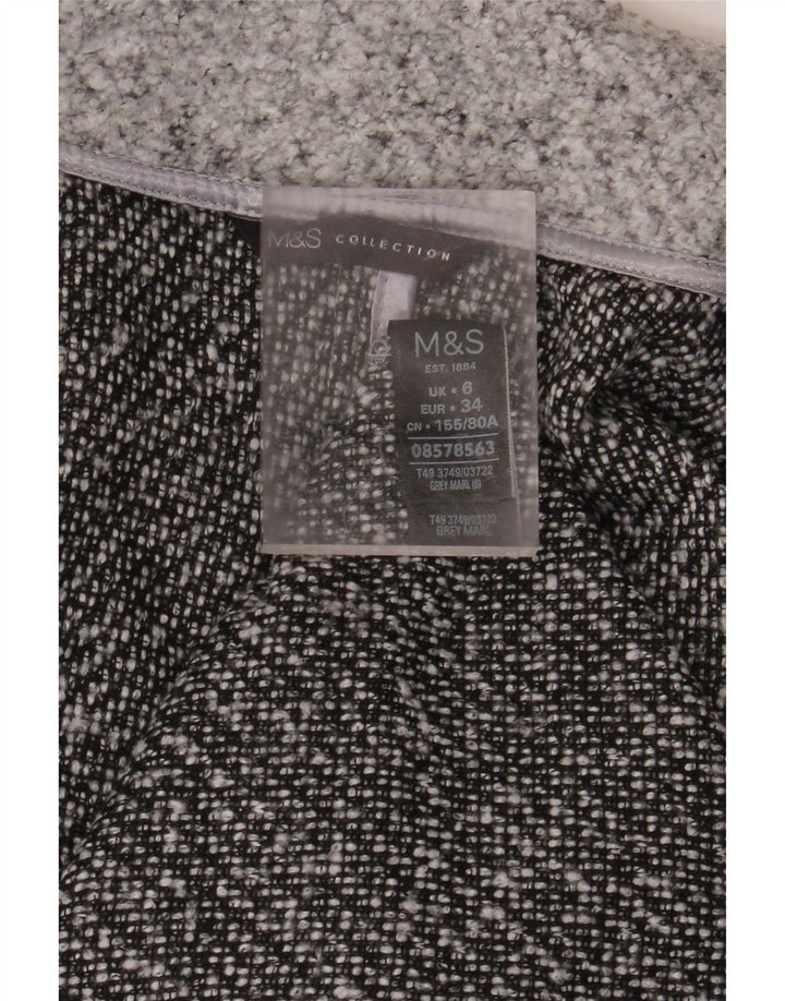 MARKS & SPENCER Oversized åben overfrakke til kvinder UK 6 XS Grå Flecked
