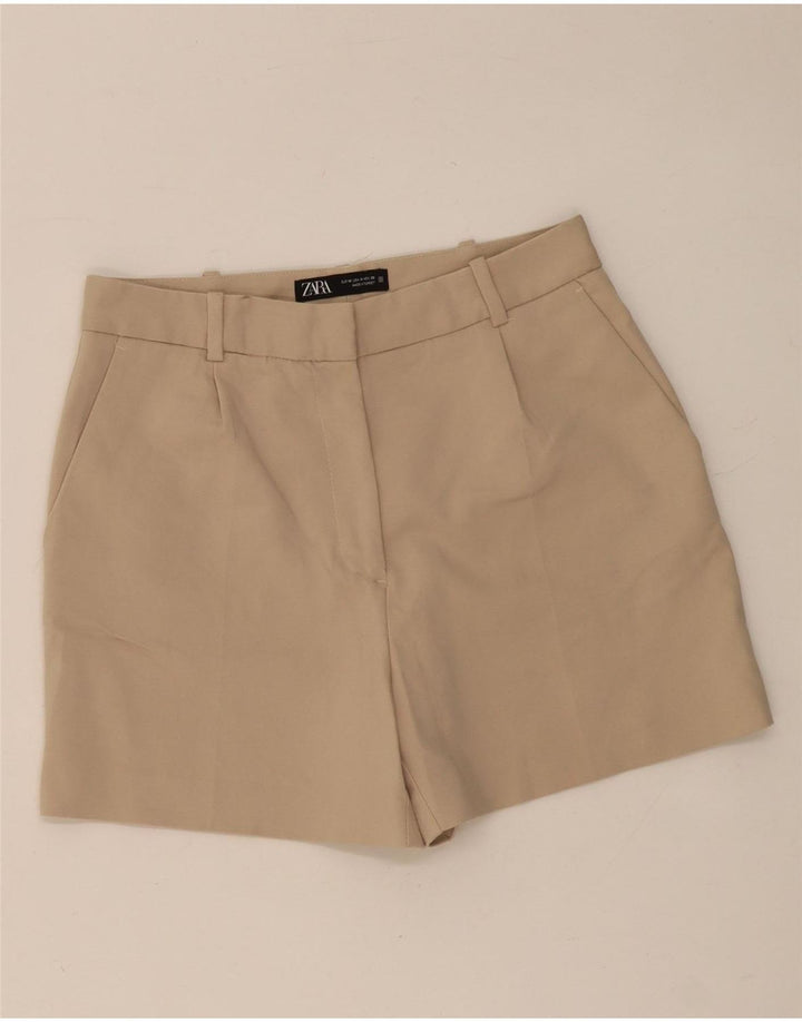 Zara Casual Shorts til kvinder Medium W30 Beige Bomuld