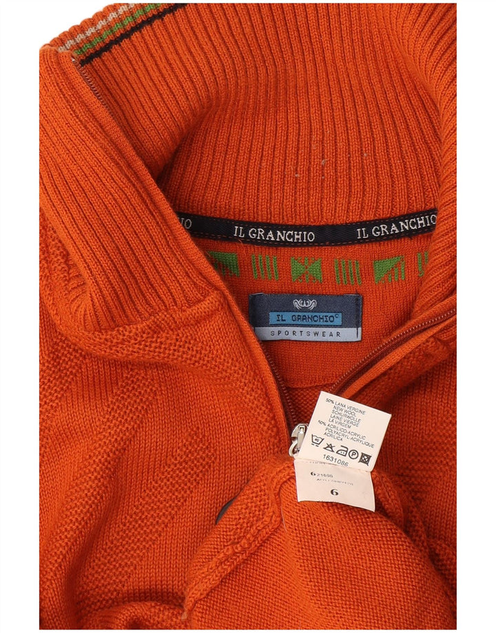 Il Granchio Herre Zip Neck Jumper Sweater Stor Orange Uld