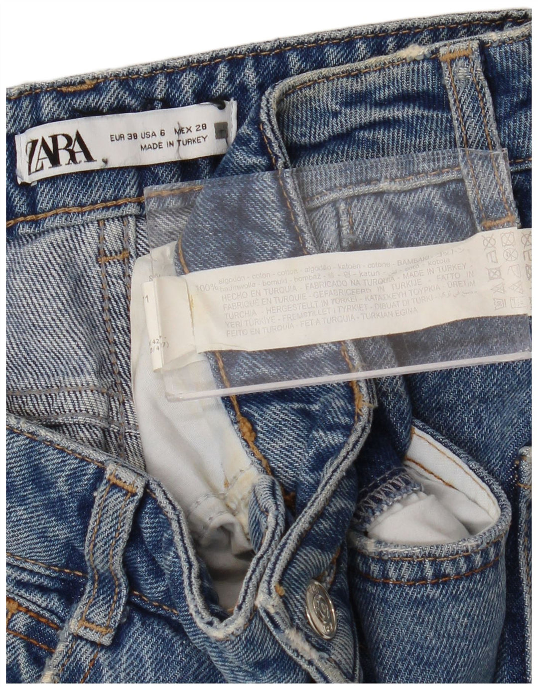 Zara Dame Straight Jeans EU 38 Small W28 L26 Blå Bomuld