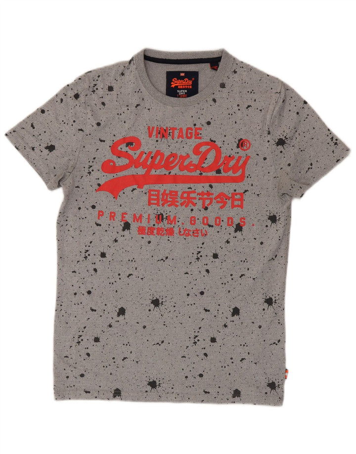 Superdry Grafisk T-shirt-top til mænd, lille grå flækket bomuld