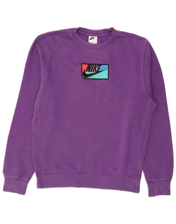 Nike Herre grafisk Regular Fit Sweatshirt Jumper XS Lilla bomuld