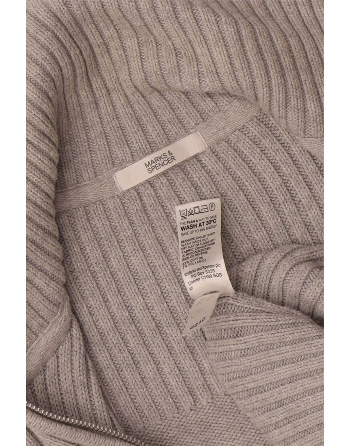 Marks & Spencer Dame Cardigan Sweater UK 14 Stor Grå Bomuld