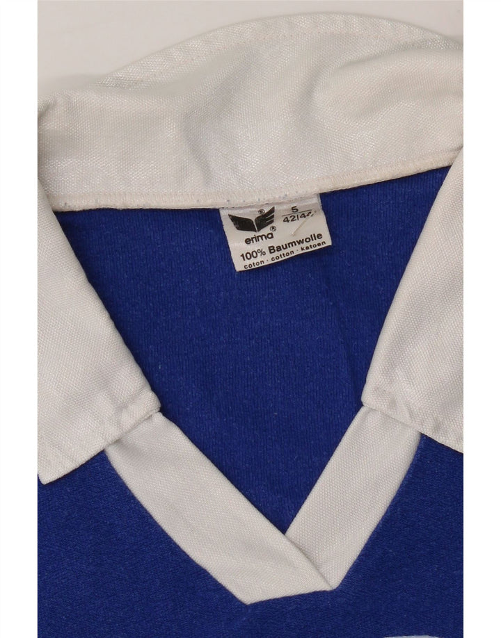 ERIMA Womens Graphic Polo Shirt EU 42/44 Large Blue Cotton Vintage Erima and Second-Hand Erima from Messina Hembry 