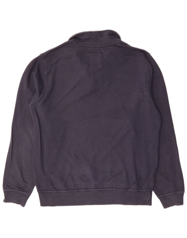 CREW TØJ Herre Zip Neck Sweatshirt Jumper Large Navy Blue Bomuld