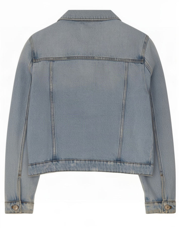 Zara Girls Distressed Denim Jacket 11-12 Years Blue Cotton