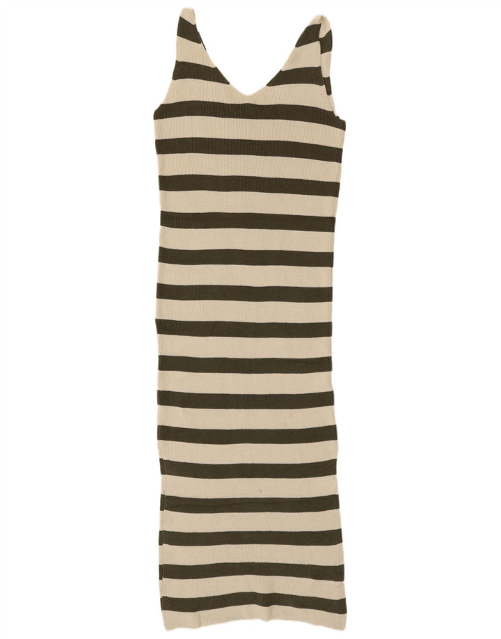 MARKS & SPENCER Womens Jumper Dress UK 10 Small Off White Striped