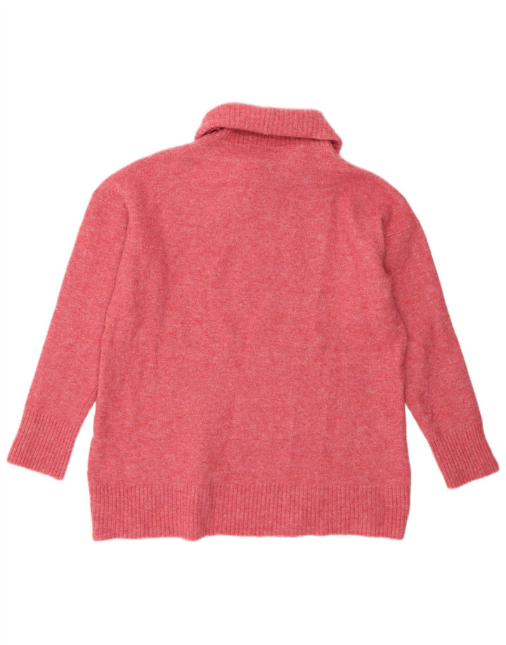 Massimo Dutti Dame Roll Neck Jumper Sweater UK 12 Medium Pink Polyamid