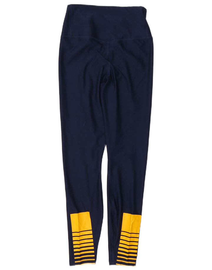 NIKE Dame Dri Fit Leggings UK 12 Medium Navy Blue Polyester