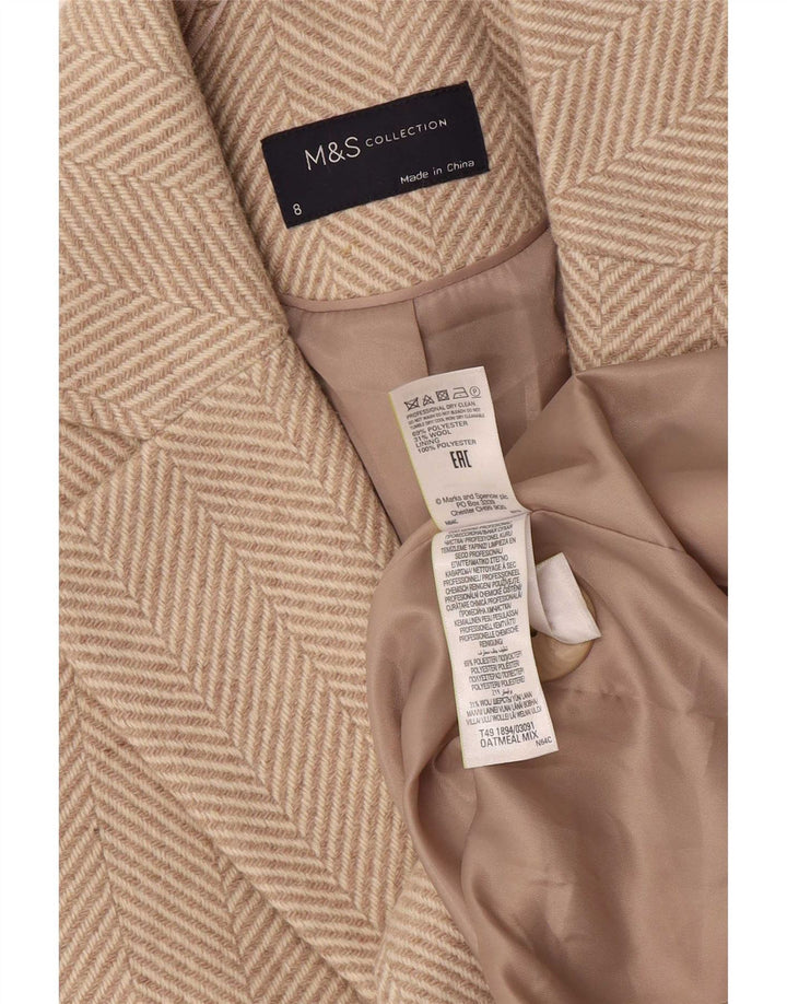 Marks & Spencer Dame Oversized Overfrakke UK 8 Small Beige Sildeben