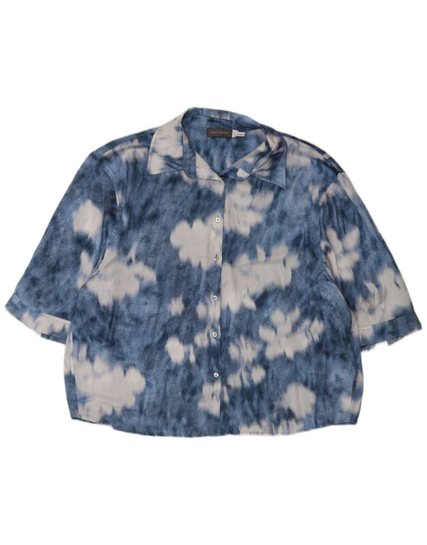 MINT VELVET Kortærmet oversized skjorte til kvinder UK 16 Large Blue Tie Dye