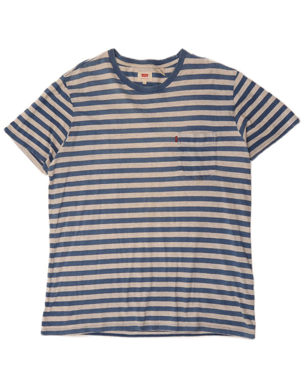 Levi's Mens T-Shirt Top XL Blue Striped Cotton